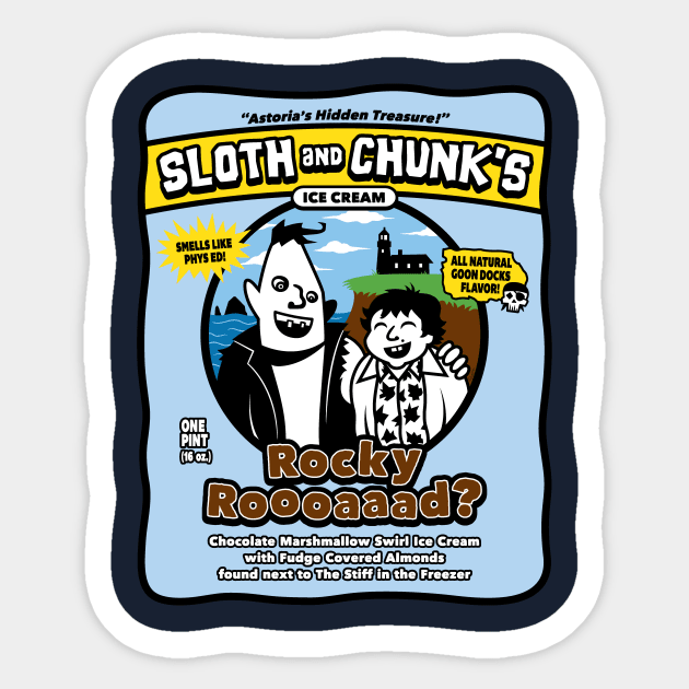 Sloth and Chunk's Ice Cream Sticker by mikehandyart